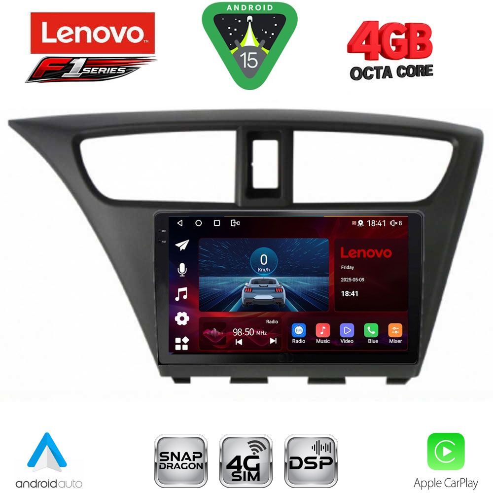 Βλησαρούλης Car Center - LENOVO SSQ 9190_CPA (9inc) MULTIMEDIA TABLET for HONDA CIVIC  mod. 2012-2016