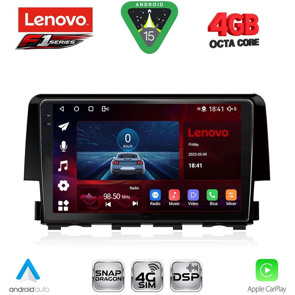 Βλησαρούλης Car Center - LENOVO SSQ 9191_CPA (9inc) MULTIMEDIA TABLET for HONDA CIVIC mod. 2016-2021