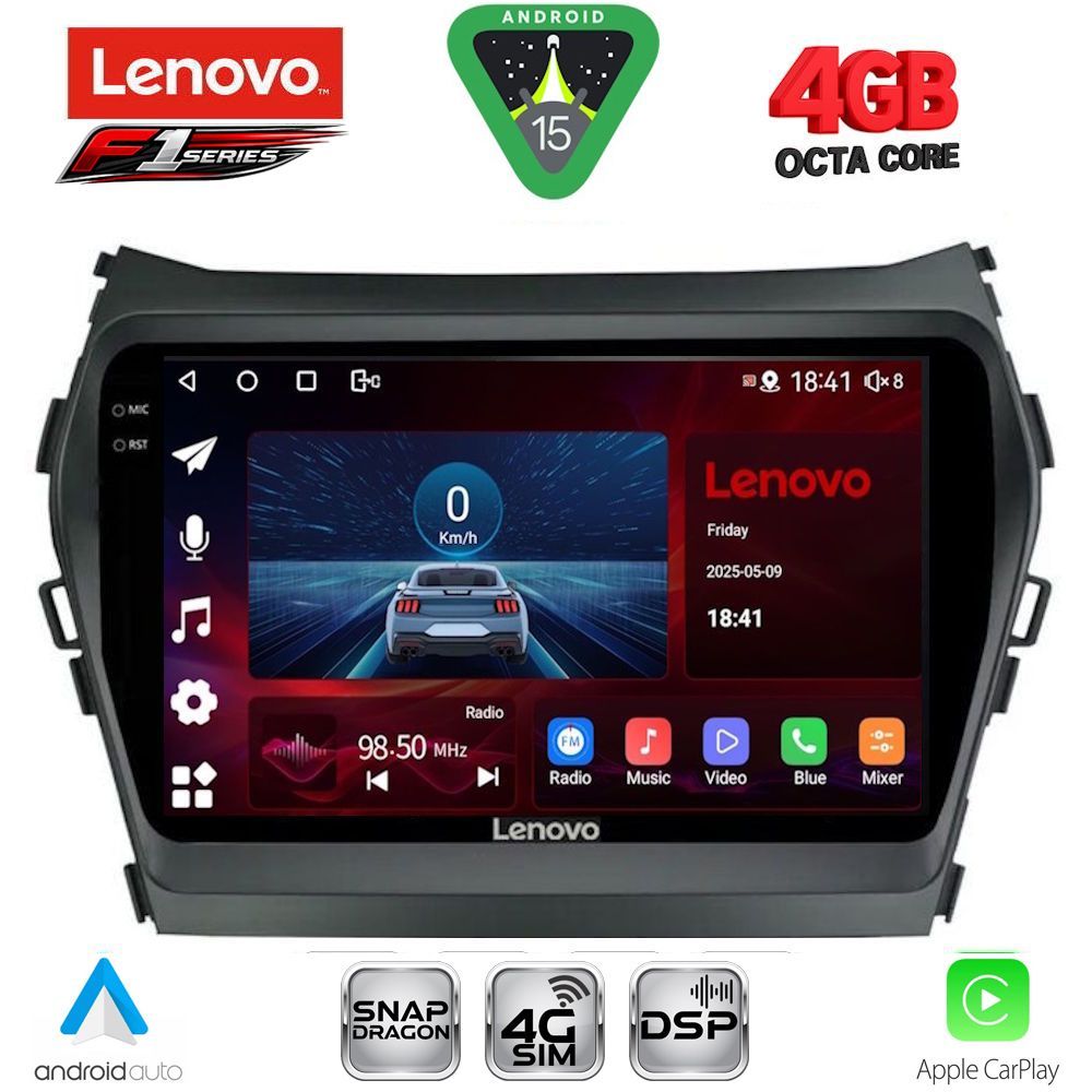 Βλησαρούλης Car Center - LENOVO SSQ 9238_CPA (9inc) MULTIMEDIA TABLET for HYUNDAI IX45 - SANTA FE mod. 2013-2017