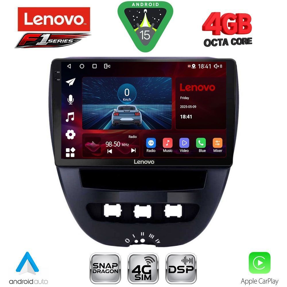Βλησαρούλης Car Center - LENOVO SSQ 9707_CPA (10inc) MULTIMEDIA TABLET for CITROEN C1-PEUGEOT 107-TOYOTA AYGO mod. 2005-2014