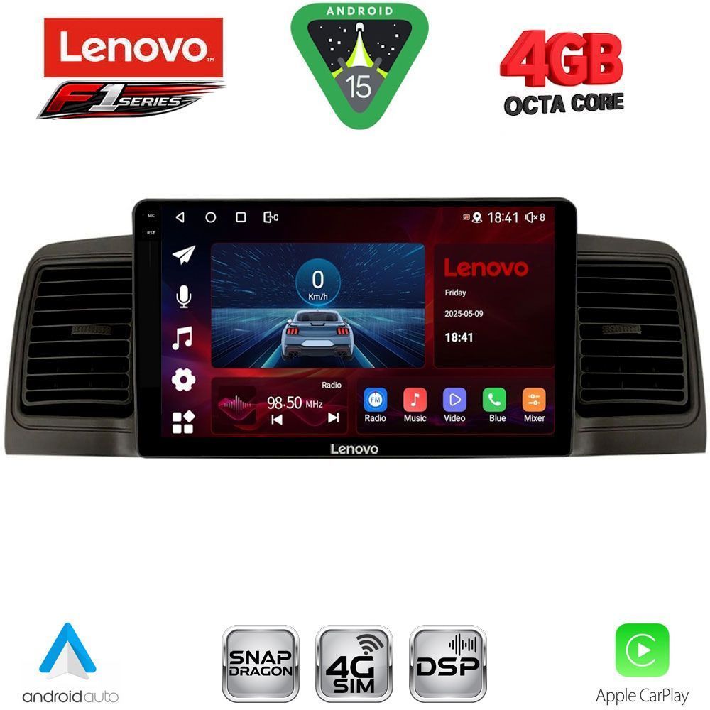 Βλησαρούλης Car Center - LENOVO SSQ 9712BL_CPA (9inc) MULTIMEDIA TABLET for TOYOTA COROLLA mod. 2001-2006 (BLACK)