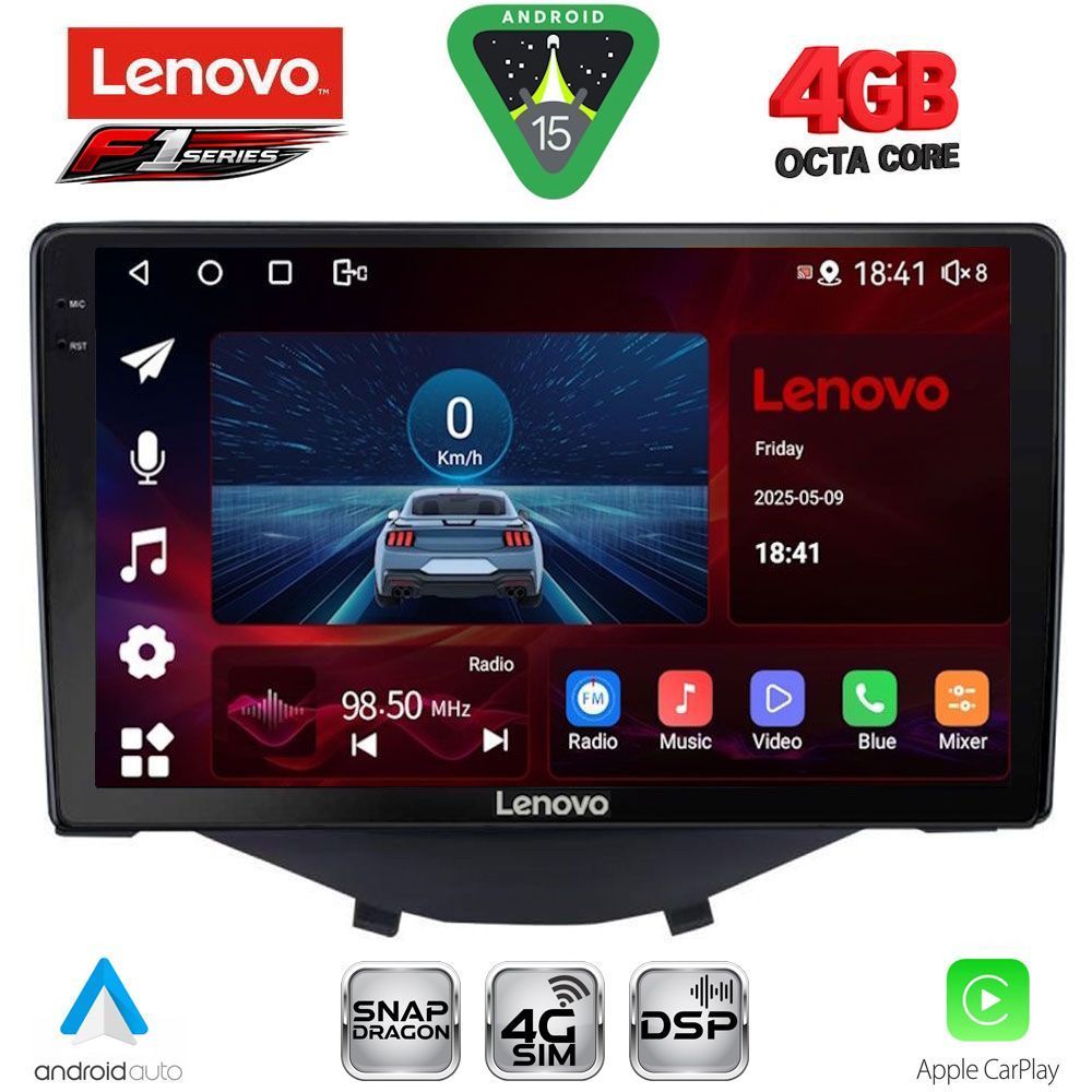 Βλησαρούλης Car Center - LENOVO SSQ 9715_CPA CLIMA (9inc) MULTIMEDIA TABLET for CITROEN C1-PEUGEOT 108-TOYOTA AYGO mod. 2014-2022