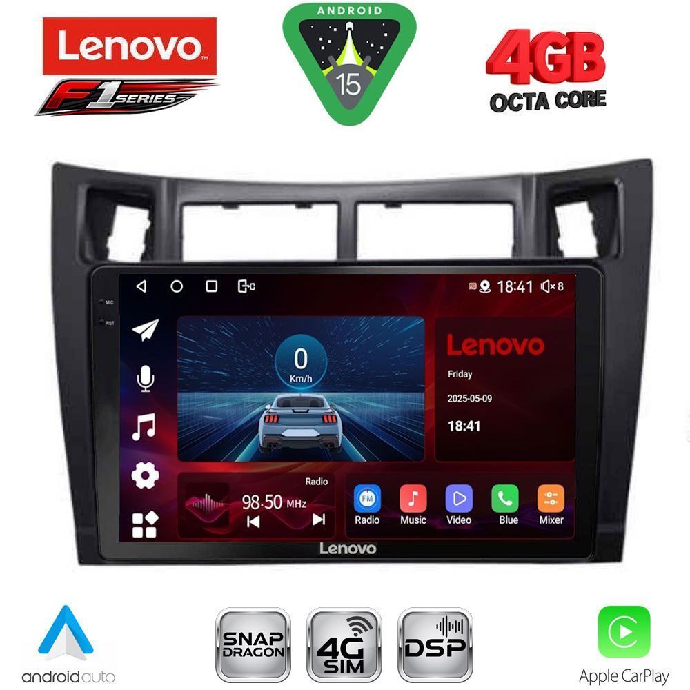 Βλησαρούλης Car Center - LENOVO SSQ 9736BL_CPA (9inc) MULTIMEDIA TABLET for TOYOTA YARIS mod. 2006-2011 (BLACK)