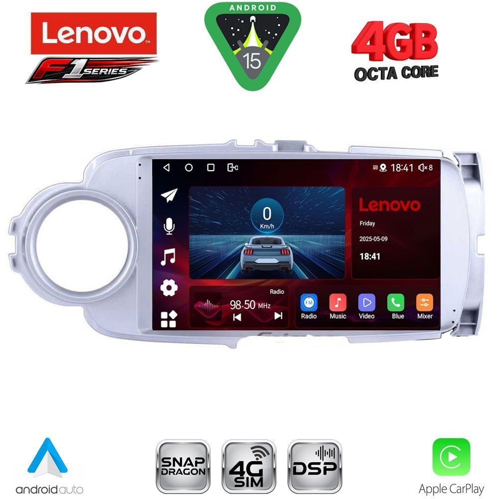 Βλησαρούλης Car Center - LENOVO SSQ 9737BL_CPA (9inc) MULTIMEDIA TABLET for TOYOTA YARIS mod. 2011-2015 (BLACK)