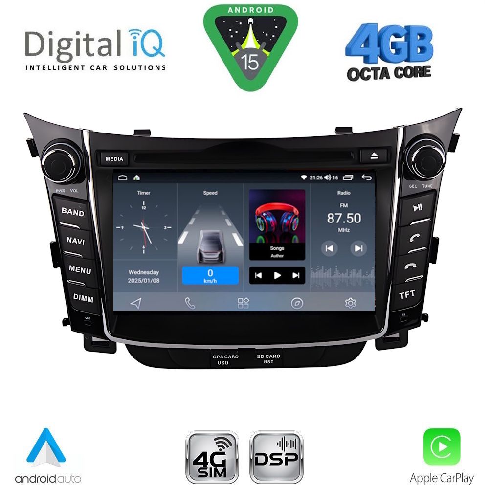 Βλησαρούλης Car Center - DIGITAL IQ BLG 426_CPA (7″ DECK) MULTIMEDIA OEM for HYUNDAI i30  mod. 2012-2017