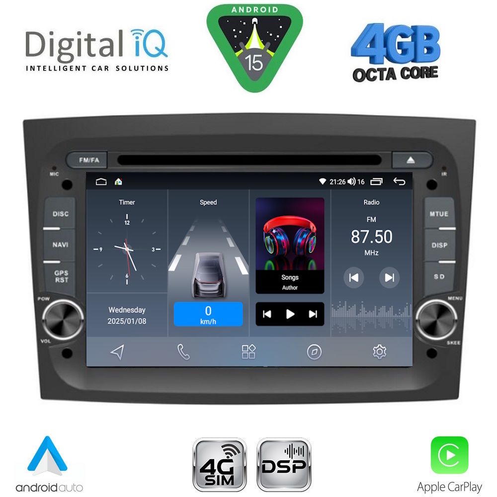 Βλησαρούλης Car Center - DIGITAL IQ BLG 438_CPA (7" DECK) MULTIMEDIA SYSTEM for FIAT DOBLO mod. 2015-2022