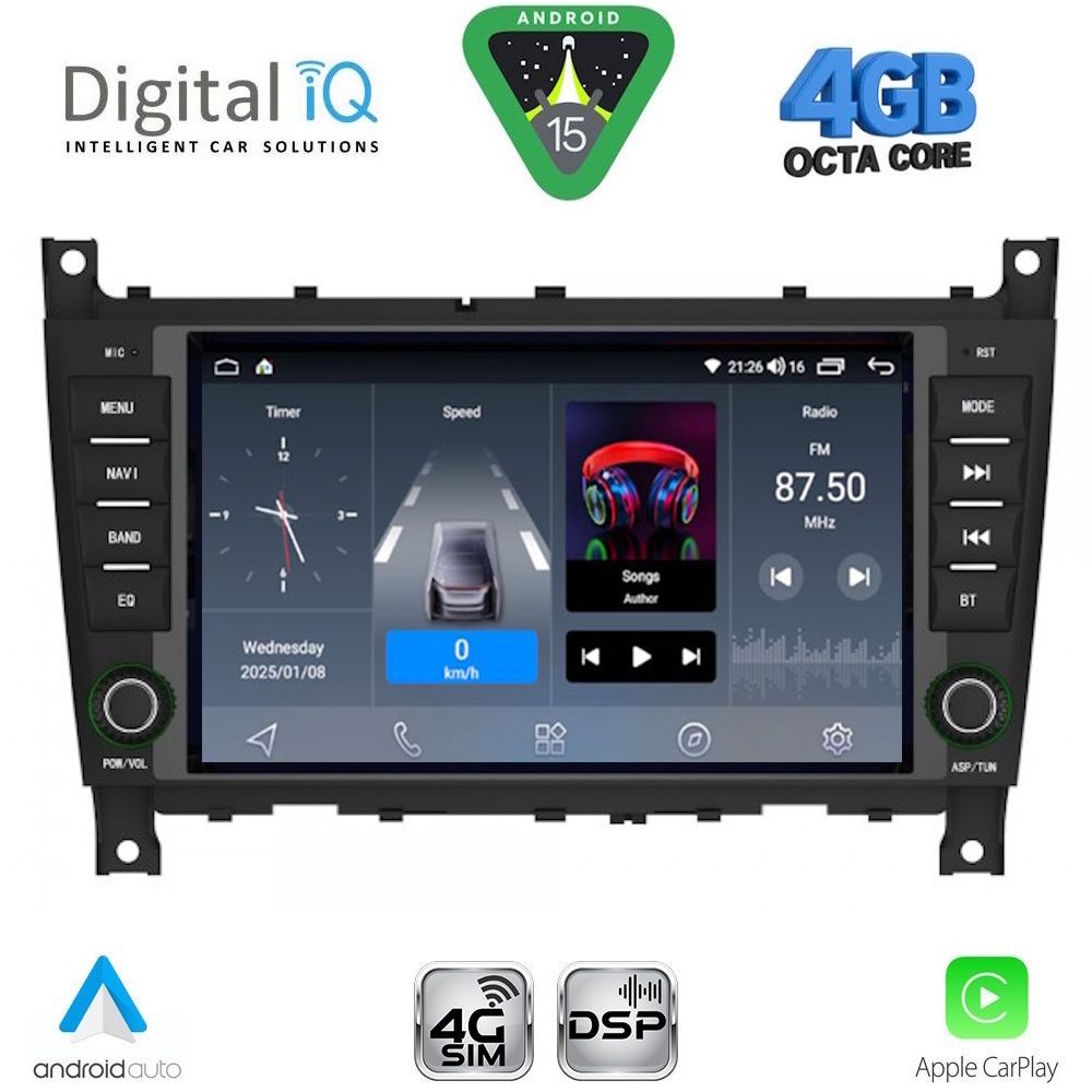 Βλησαρούλης Car Center - DIGITAL IQ BLG 493_CPA (7" DECK) MULTIMEDIA SYSTEM for MERCEDES C W203 – CLK W209 mod. 2004-2008