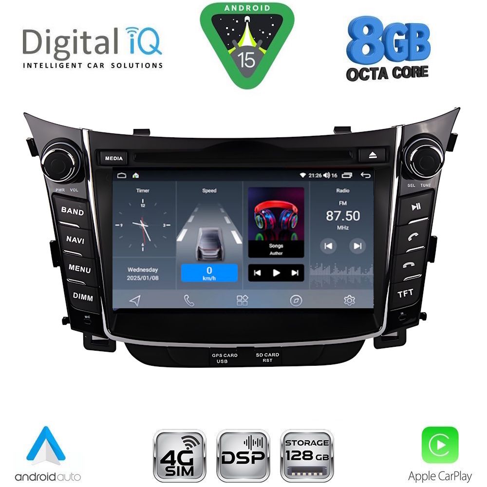 Βλησαρούλης Car Center - DIGITAL IQ BLM 726_CPA (7" DECK) MULTIMEDIA OEM for HYUNDAI i30 mod. 2012-2017