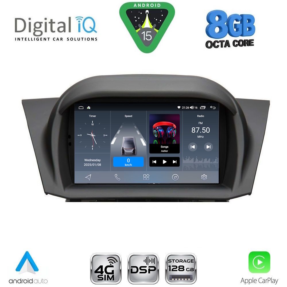Βλησαρούλης Car Center - DIGITAL IQ BLD 075_CPA (7" DECK) MULTIMEDIA for FORD FIESTA mod. 2008-2017
