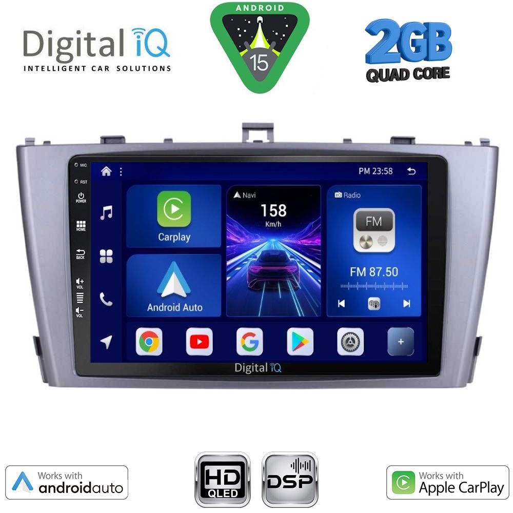 Βλησαρούλης Car Center - DIGITAL IQ BXC 3705SL_CPAA (9inc) MULTIMEDIA TABLET for TOYOTA AVENSIS (T27) mod. 2009-2015 (SILVER)