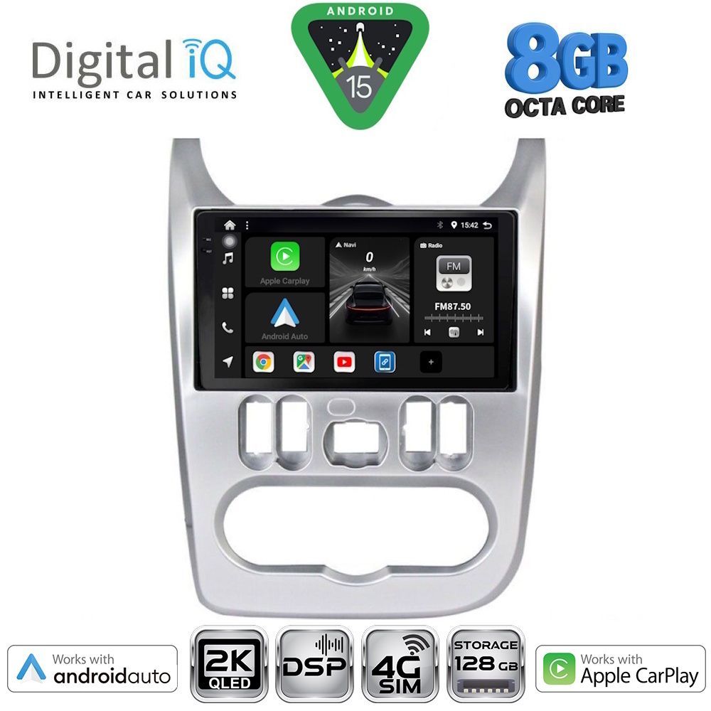 Βλησαρούλης Car Center - DIGITAL IQ BXF 11101SL_CPAA (9inc) MULTIMEDIA TABLET for DACIA DUSTER – LOGAN – SANDERO mod. 2006-2012 (SILVER)