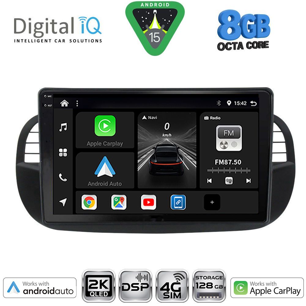 Βλησαρούλης Car Center - DIGITAL IQ BXF 11130BL_CPAA (9inc) MULTIMEDIA TABLET for FIAT 500 mod. 2007-2015 (BLACK)