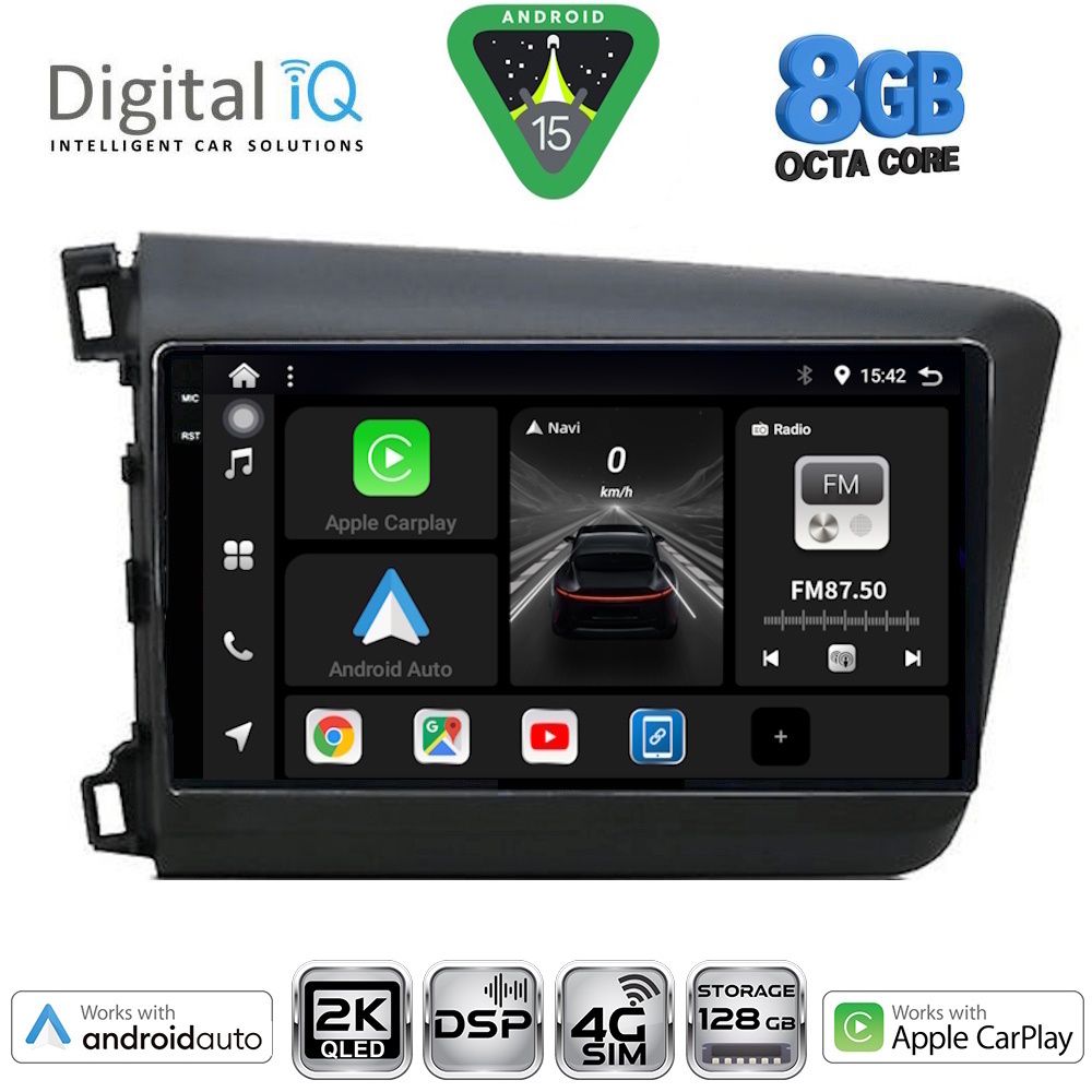 Βλησαρούλης Car Center - DIGITAL IQ BXF 111904D_CPAA (9inc) MULTIMEDIA TABLET for HONDA CIVIC 4Doors mod. 2012-2016
