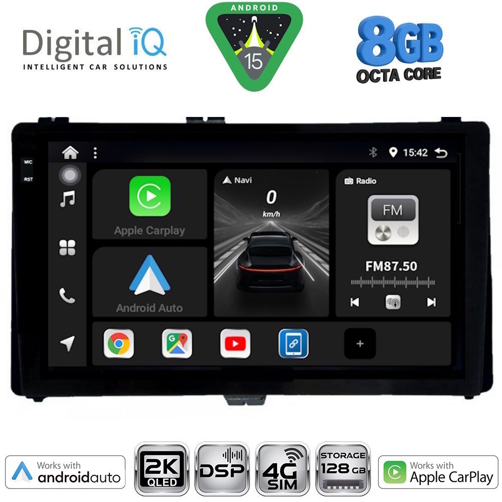 Βλησαρούλης Car Center - DIGITAL IQ BXF 11703_CPAA (9inc) MULTIMEDIA TABLET for TOYOTA AURIS mod. 2015-2021 – AYGO X mod. 2022-2026 – COROLLA mod. 2017-2019