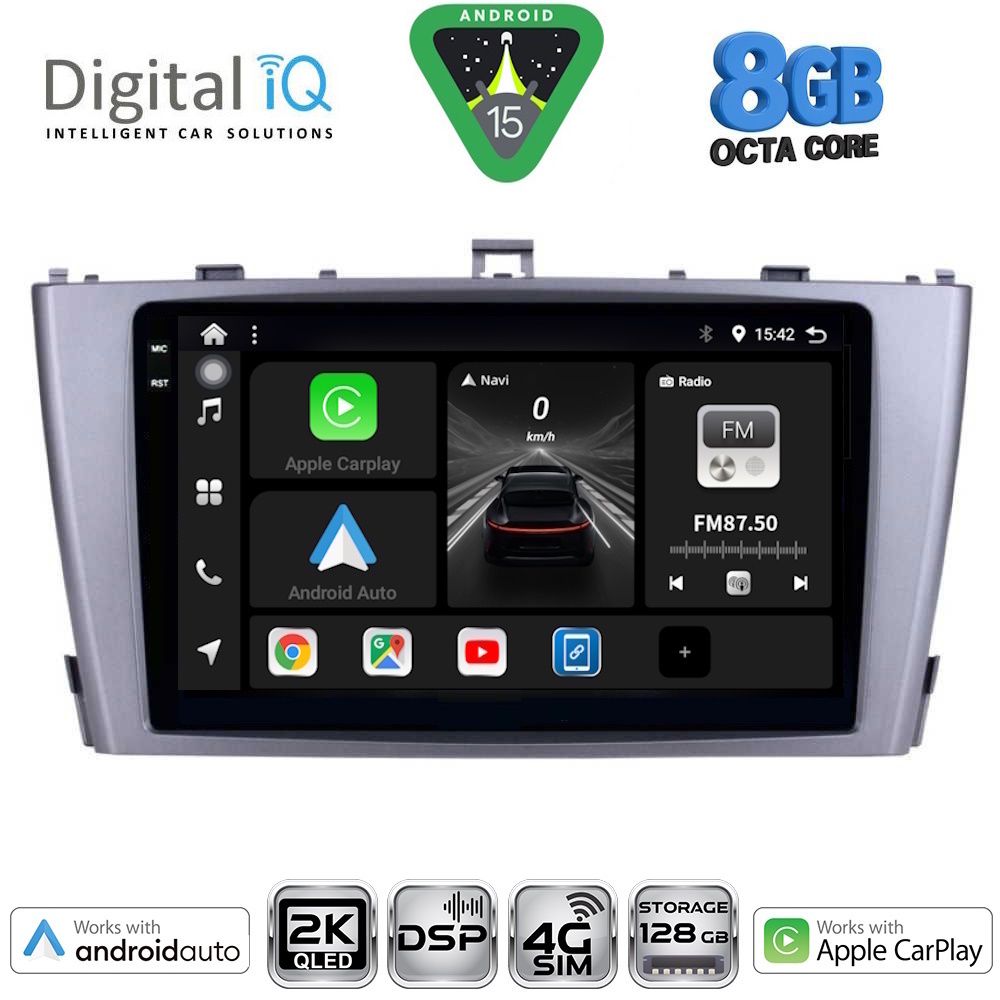 Βλησαρούλης Car Center - DIGITAL IQ BXF 11705SL_CPAA (9inc) MULTIMEDIA TABLET for TOYOTA AVENSIS (T27) mod. 2009-2015 (SILVER)