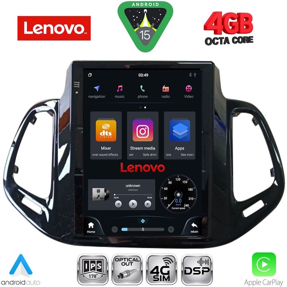 Βλησαρούλης Car Center - LENOVO SSX 9878_CPA TESLA STYLE for JEEP COMPASS mod. 2017-2021