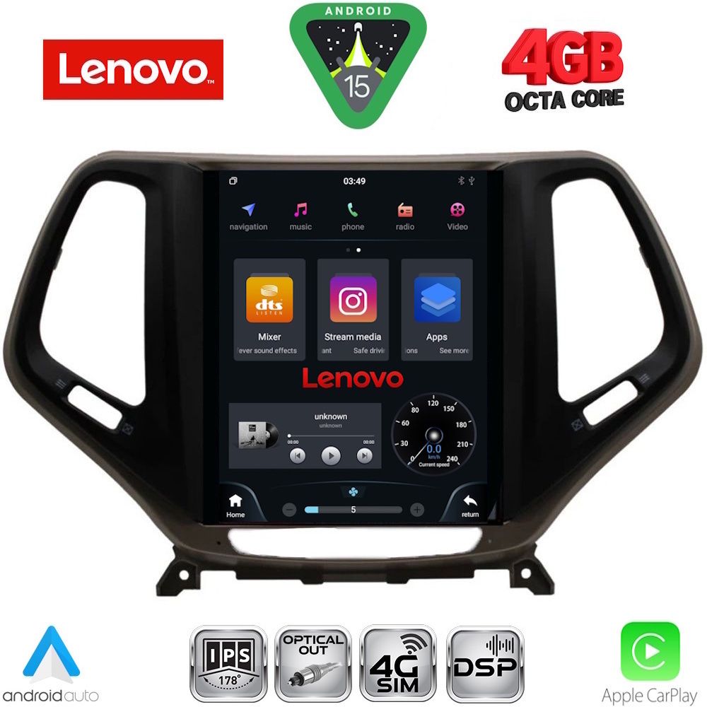Βλησαρούλης Car Center - LENOVO SSX 9984_CPA TESLA STYLE for JEEP CHEROKEE mod. 2014-2024