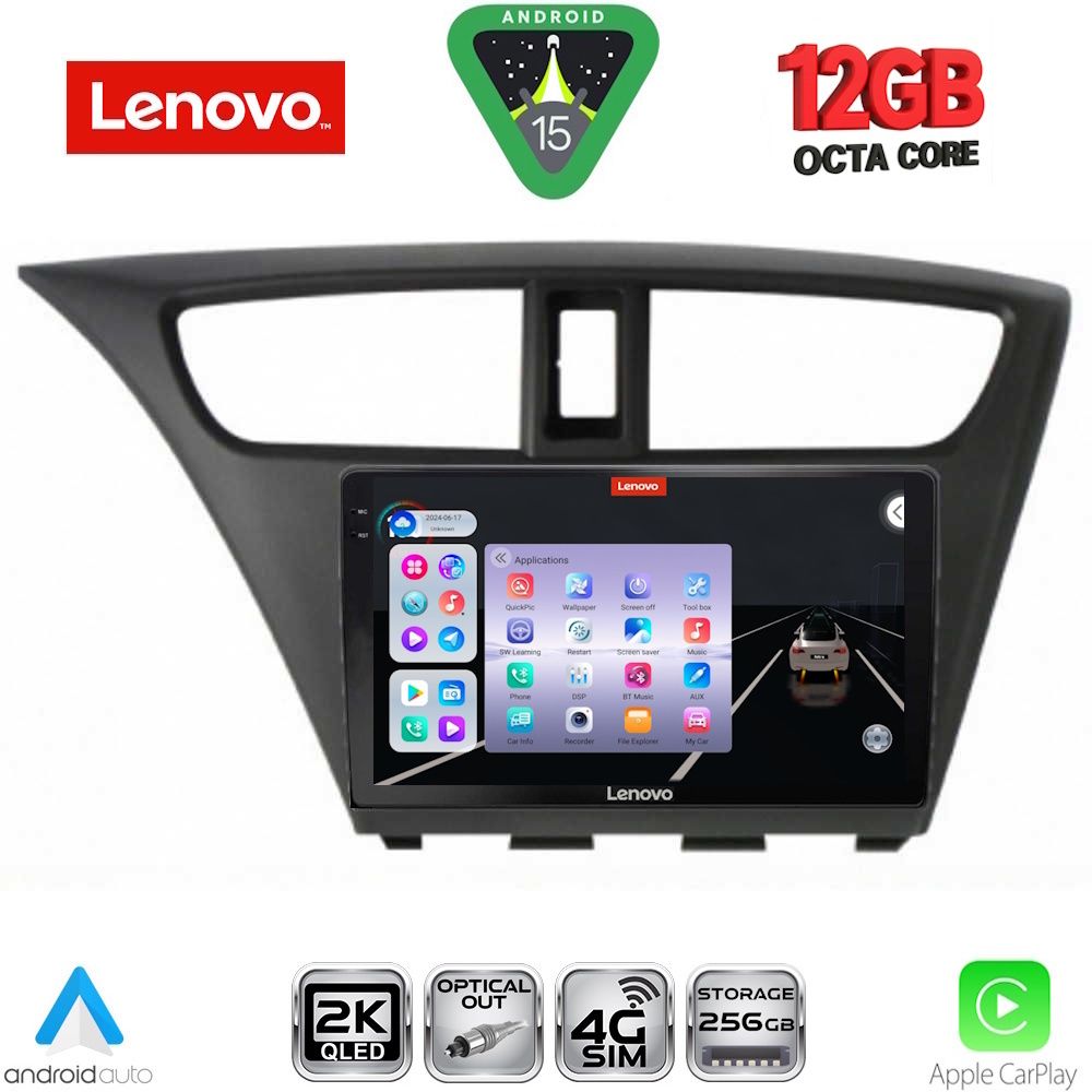 Βλησαρούλης Car Center - LENOVO SSZ 12190_CPA (9inc) MULTIMEDIA TABLET for HONDA CIVIC  mod. 2012-2016