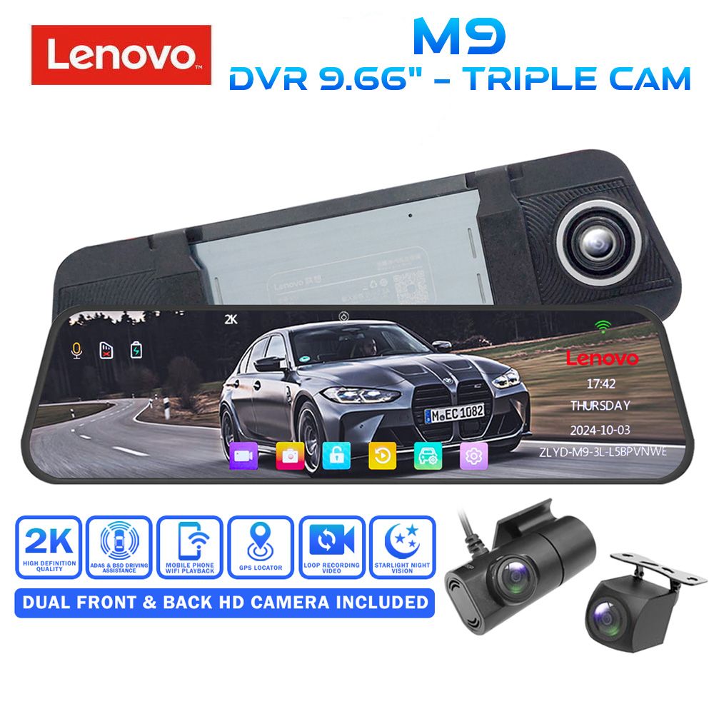 Βλησαρούλης Car Center - LENOVO DVR M9_2K (9.66'' screen) with 3 cameras