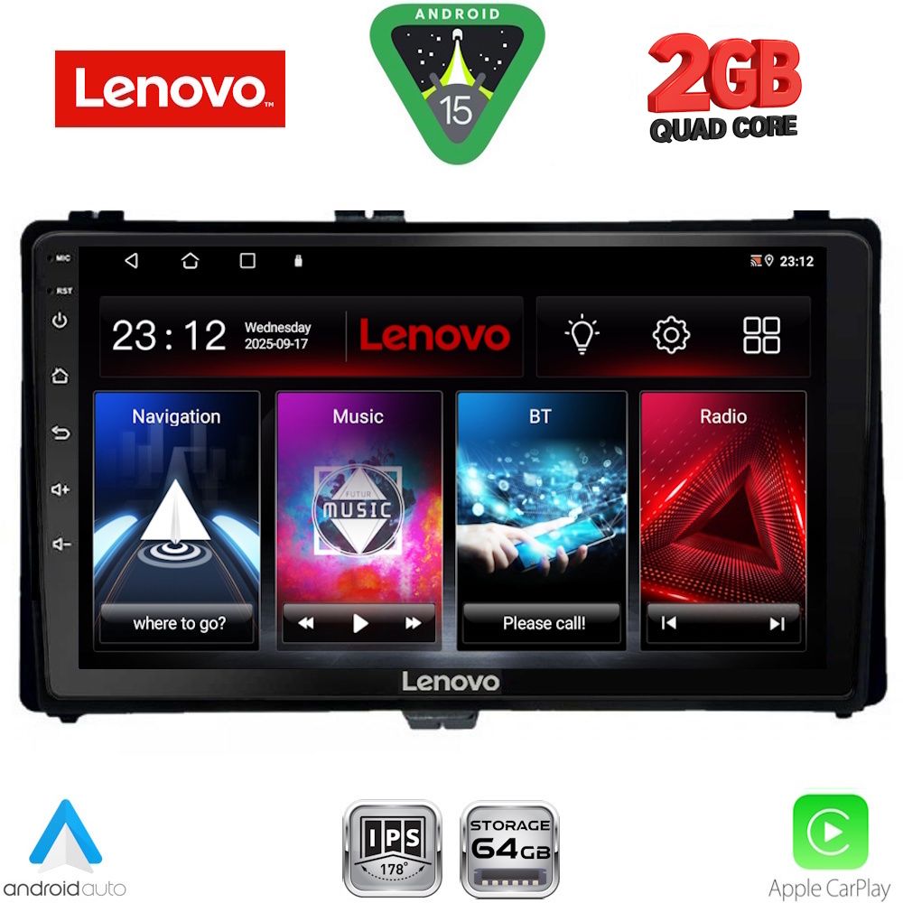 Βλησαρούλης Car Center - LENOVO LVD 2703_CPA (9inc) MULTIMEDIA TABLET for TOYOTA AURIS mod. 2015-2021 – AYGO X mod. 2022-2026 – COROLLA mod. 2017-2019