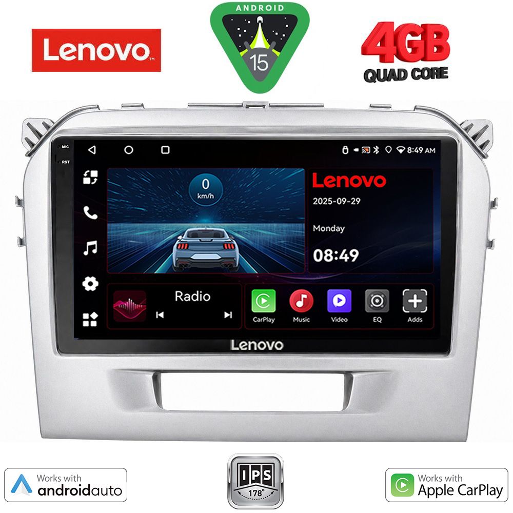 Βλησαρούλης Car Center - LENOVO LVE 8697SL_CPAA (9inc) MULTIMEDIA TABLET for SUZUKI VITARA mod. 2016-2025 (SILVER)
