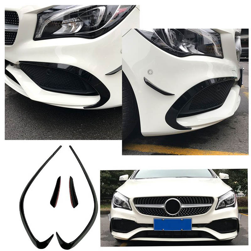 Βλησαρούλης Car Center - Πλαινά Πτερύγια Μπροστινού Προφυλακτήρα Για Mercedes-Benz CLA W117 16-19 Facelift Με Amg Προφυλακτήρα Γυαλιστερό Μαύρο 4 Τεμάχια