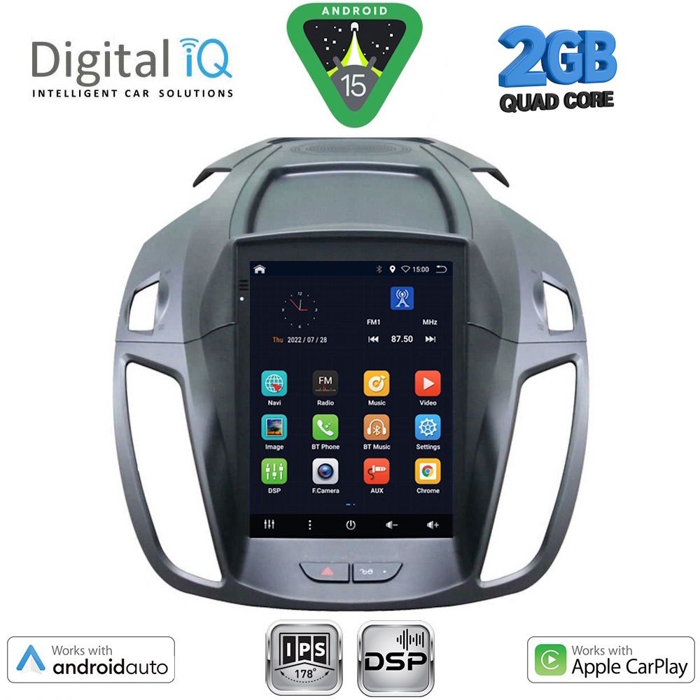 Βλησαρούλης Car Center - DIGITAL IQ BXC 3964_CPAA TESLA STYLE for FORD KUGA mod. 2013-2019