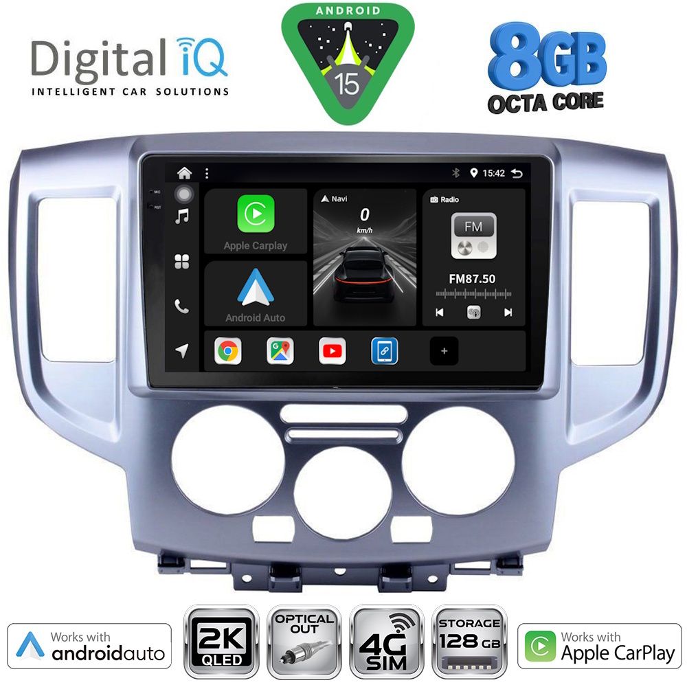 Βλησαρούλης Car Center - DIGITAL IQ BXK 20458SL_CPAA (9inc) MULTIMEDIA TABLET for NISSAN NV 200 mod. 2009-2020 (SILVER)