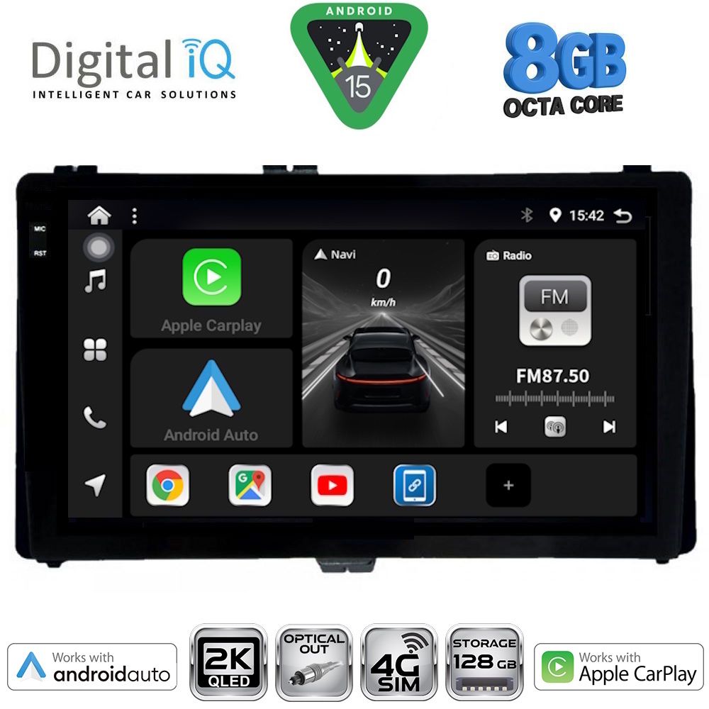 Βλησαρούλης Car Center - DIGITAL IQ BXK 20703_CPAA (9inc) MULTIMEDIA TABLET for TOYOTA AURIS mod. 2015-2021 – AYGO X mod. 2022-2026 – COROLLA mod. 2017-2019
