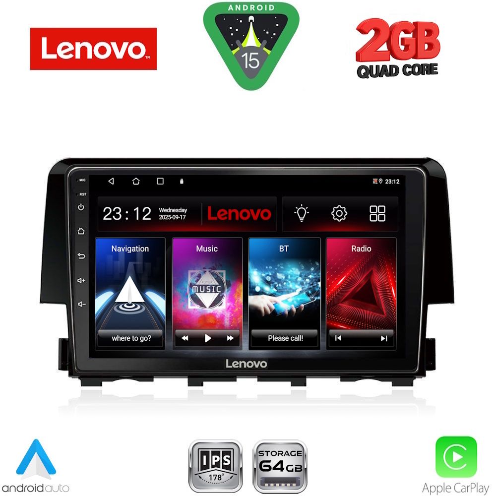 Βλησαρούλης Car Center - LENOVO LVD 2191_CPA (9inc) MULTIMEDIA TABLET for HONDA CIVIC mod. 2016-2021