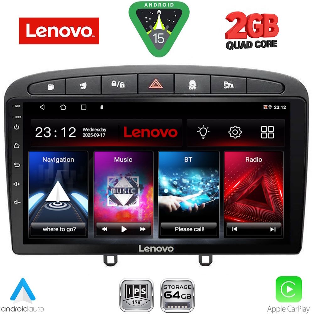 Βλησαρούλης Car Center - LENOVO LVD 2513BL_CPA (9inc) MULTIMEDIA TABLET for PEUGEOT 308 mod. 2007-2012 - RCZ mod. 2009-2015 (BLACK)