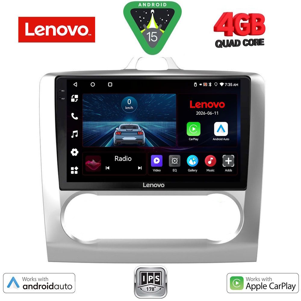 Βλησαρούλης Car Center - LENOVO LVE 8156SL_CPAA CLIMA (9inc) MULTIMEDIA TABLET for FORD FOCUS mod. 2005-2012 (SILVER)