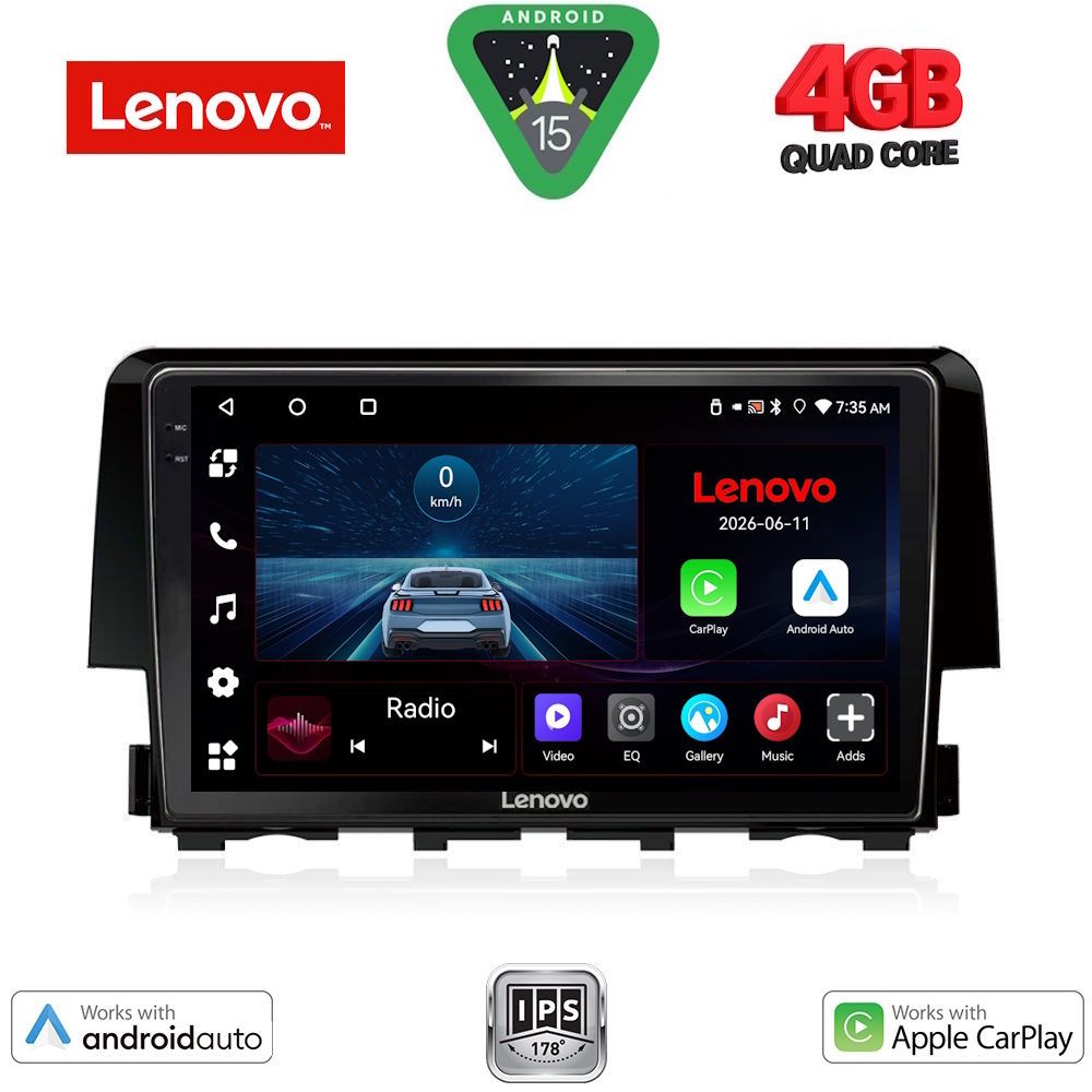 Βλησαρούλης Car Center - LENOVO LVE 8191_CPAA (9inc) MULTIMEDIA TABLET for HONDA CIVIC mod. 2016-2021