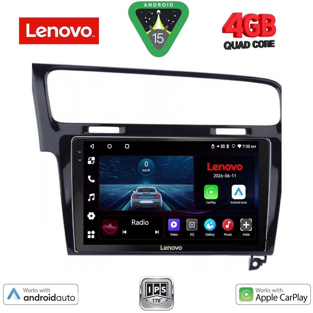 Βλησαρούλης Car Center - LENOVO LVE 8747BL_CPAA (10inc) MULTIMEDIA TABLET for VW GOLF 7 mod. 2013-2020