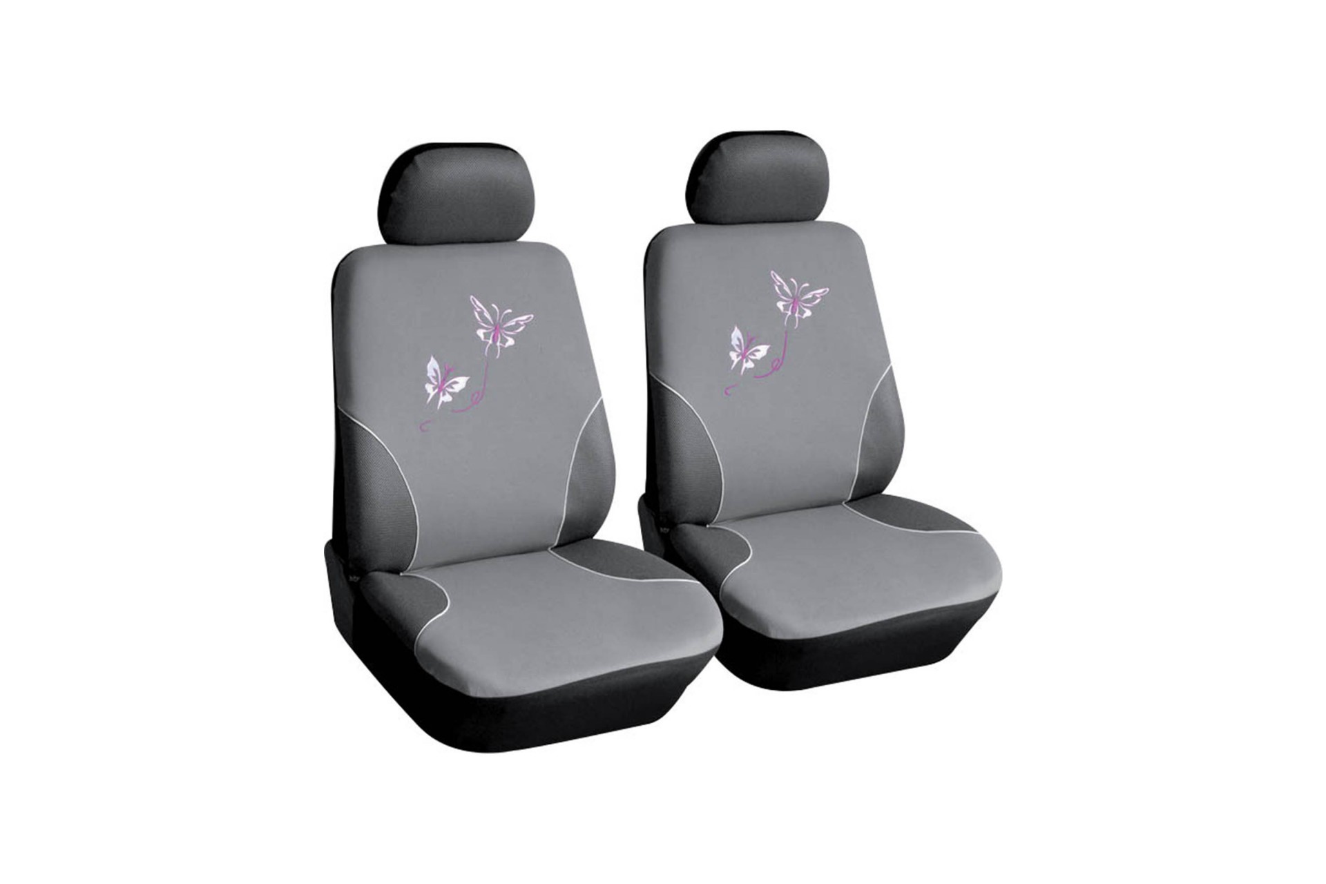 Βλησαρούλης Car Center - ΚΑΛΥΜΜΑΤΑ ΚΑΘΙΣΜΑΤΩΝ BUTTERFLY ΓΚΡΙ ΜΕ ΡΟΖ ΠΕΤΑΛΟΥΔΕΣ 2ΤΕΜ.