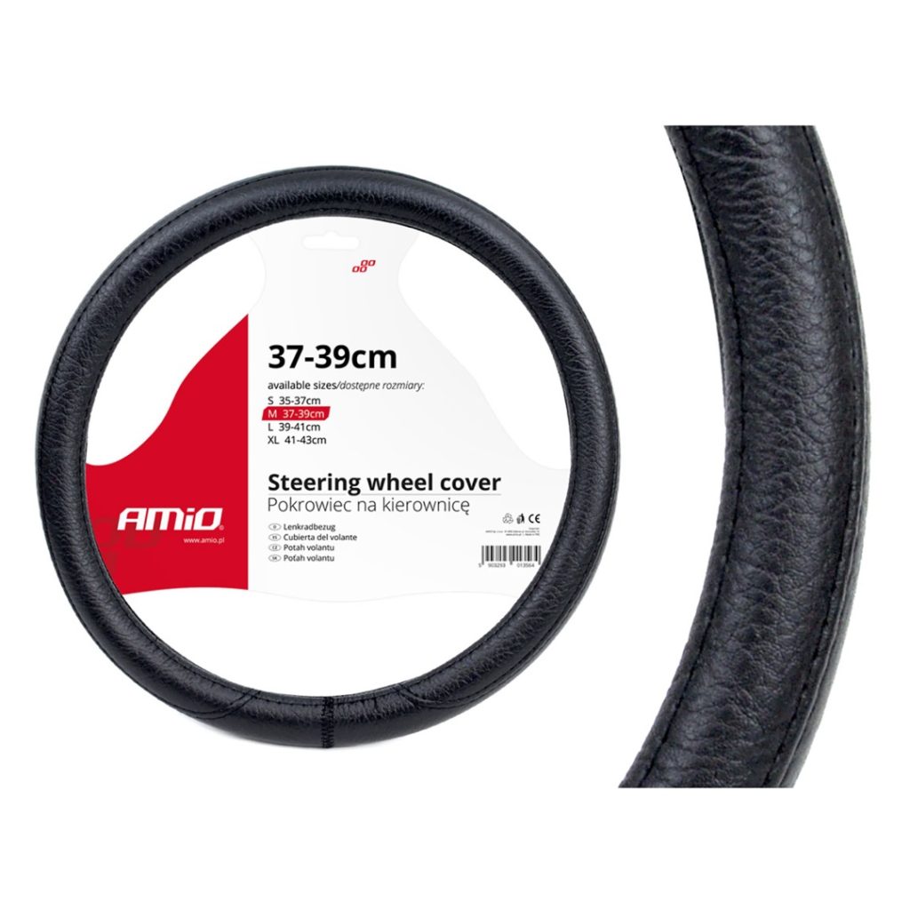 Βλησαρούλης Car Center - Amio - Κάλυμμα Τιμονιού Τύπου Swc-16 διάσταση 37-39cm υλικό Δερματίνη χρώμα Μαύρο μέγεθος M για Επιβατικά Αυτοκίνητα - 1 τεμ. (01382/AM)