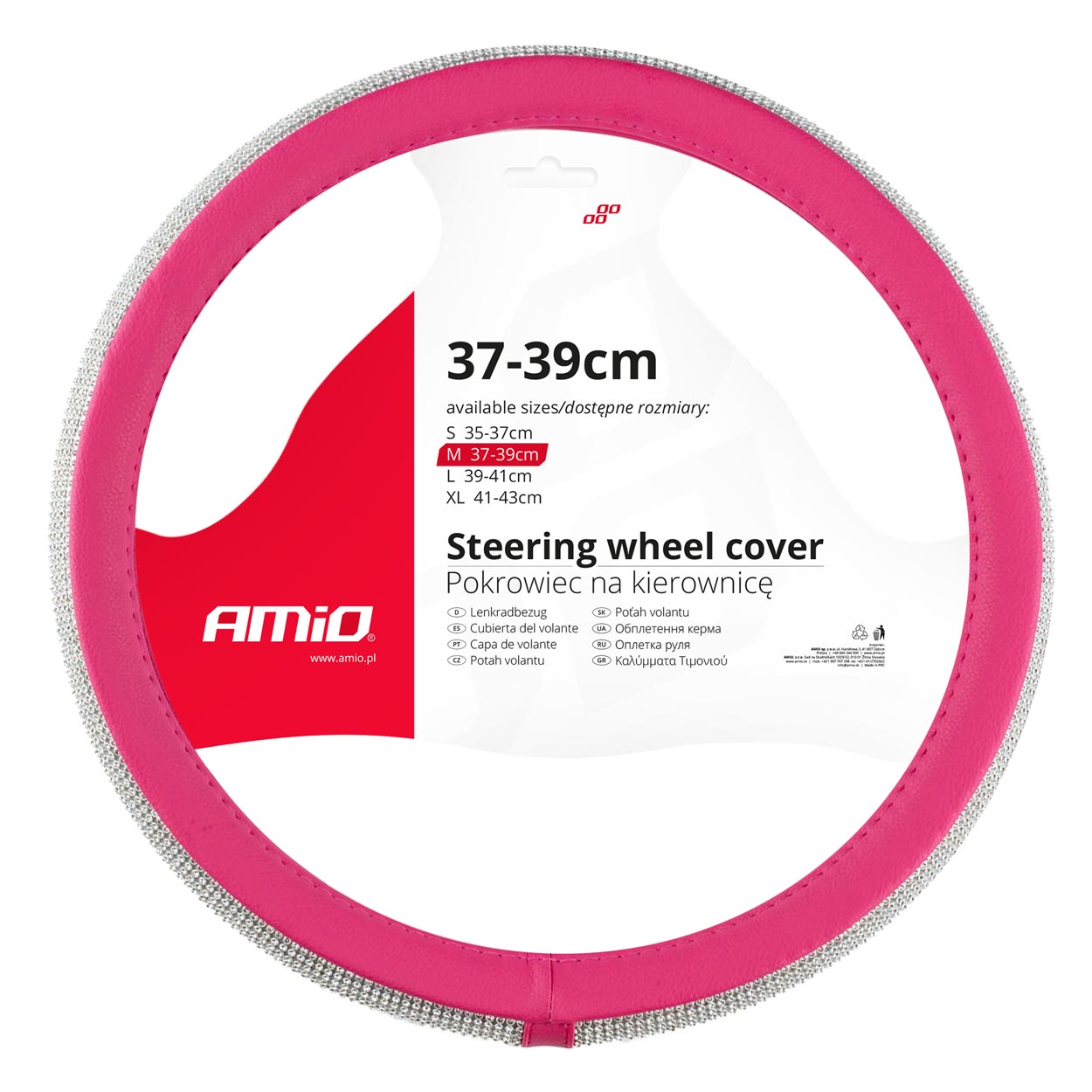 Βλησαρούλης Car Center - Amio - ΚΑΛΥΜΜΑ ΤΙΜΟΝΙΟΥ SWC-36 M 37-39cm ΣΕ ΡΟΖ / ΦΟΥΞΙΑ ΧΡΩΜΑ ΜΕ ΠΕΡΙΜΕΤΡΙΚΑ STRASS - 1 ΤΕΜ. (02809/AM)