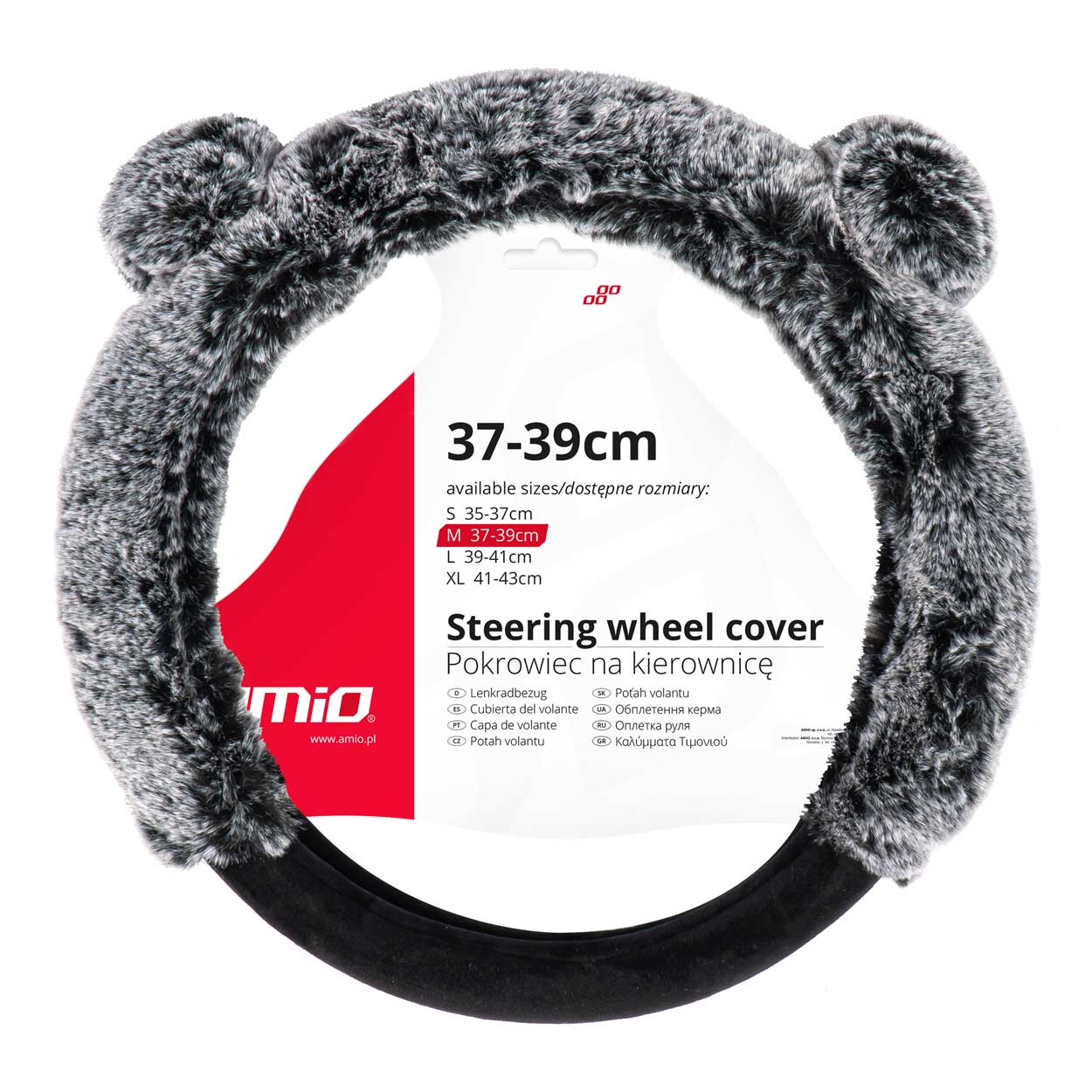 Βλησαρούλης Car Center - Amio - ΚΑΛΥΜΜΑ ΤΙΜΟΝΙΟΥ SWC-55 (M) 37>39cm ΜΑΥΡΟ ΜΕ ΧΝΟΥΔΩΤΗ ΓΚΡΙ ΕΠΕΝΔΥΣΗ ΚΑΙ ΑΥΤΙΑ ΑΡΚΟΥΔΑΣ - 1 ΤΕΜ. (04165/AM)