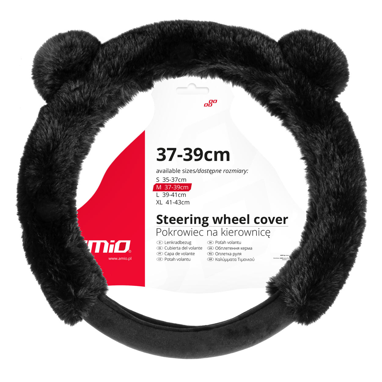 Βλησαρούλης Car Center - Amio - ΚΑΛΥΜΜΑ ΤΙΜΟΝΙΟΥ SWC-57 (M) 37>39cm ΜΑΥΡΟ ΜΕ ΧΝΟΥΔΩΤΗ ΕΠΕΝΔΥΣΗ ΚΑΙ ΑΥΤΙΑ ΑΡΚΟΥΔΑΣ - 1 ΤΕΜ. (04167/AM)