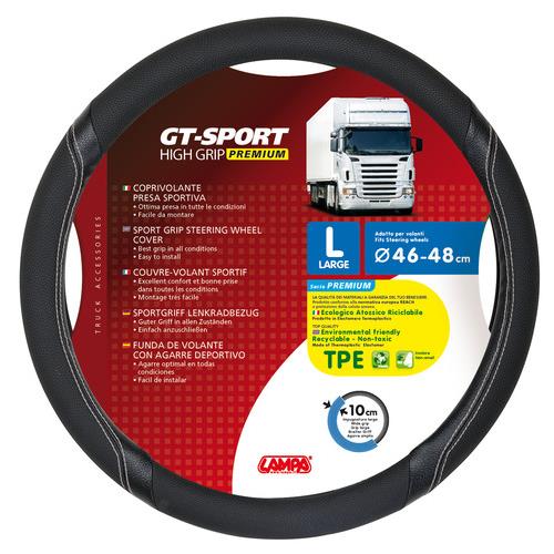Βλησαρούλης Car Center - Κάλυμμα Τιμονιού Φορτηγού GT-SPORT Μαύρο με Ασημί Ραφή - 46/48 cm Large