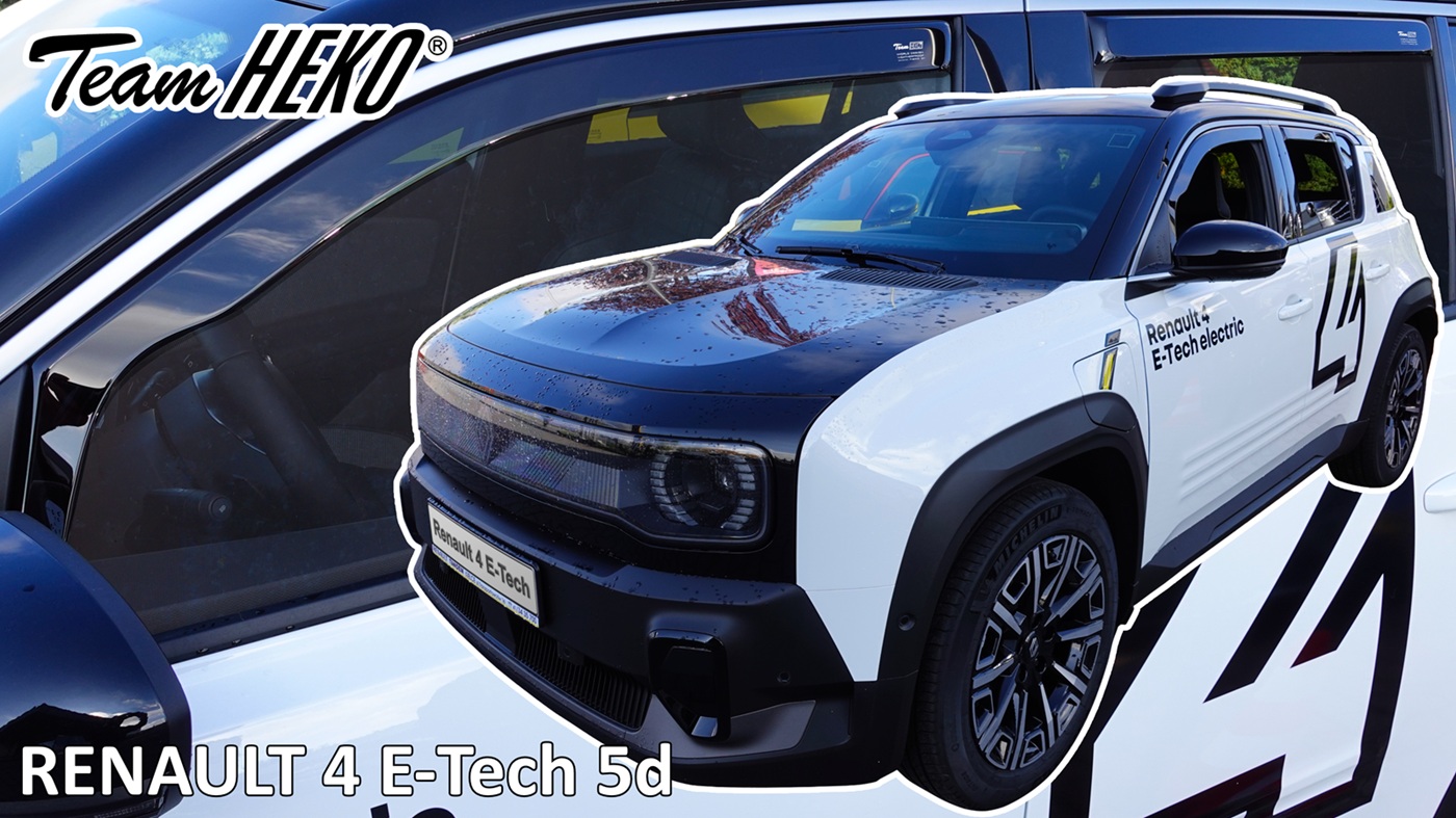 Βλησαρούλης Car Center - Heko - Ανεμοθραύστες για Renault 4 E-Tech Electric 5 Doors 2025+ ΣΕΤ ΑΝΕΜΟΘΡΑΥΣΤΕΣ (4ΤΕΜ) Σετ Αυτοκινήτου Απο Εύκαμπτο Φιμέ Πλαστικό - 4 τεμ. (ΑΝΕΜ.SET27038)