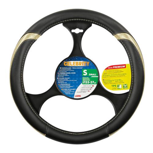 Βλησαρούλης Car Center - Lampa Κάλυμμα Τιμονιού Αυτοκινήτου Celebrity 35-37εκ. Άοσμο με μεταλλικό look Ultra soft Skeentex Μαύρο Χρυσό 1-τεμ. (L3297.6)
