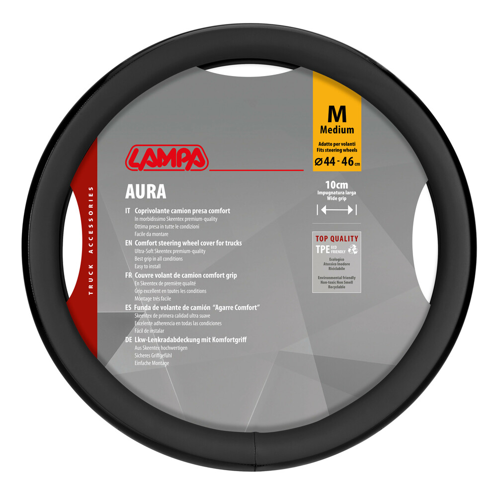 Βλησαρούλης Car Center - Lampa - Κάλυμμα Τιμονιού Φορτηγού Aura Skeentex Μαύρο Μέγεθος M Ø44–46cm Ultra-Soft, Αντιολισθητικό, Φάρδος 10cm - 1 τεμ. (L9707.3)