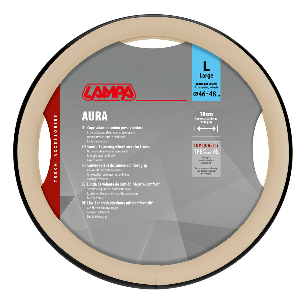 Βλησαρούλης Car Center - Lampa - Κάλυμμα Τιμονιού Φορτηγού Aura Skeentex Μπεζ Μέγεθος L ?46–48cm Ultra-Soft, Αντιολισθητικό, Φάρδος 10cm - 1 τεμ. (L9707.6)
