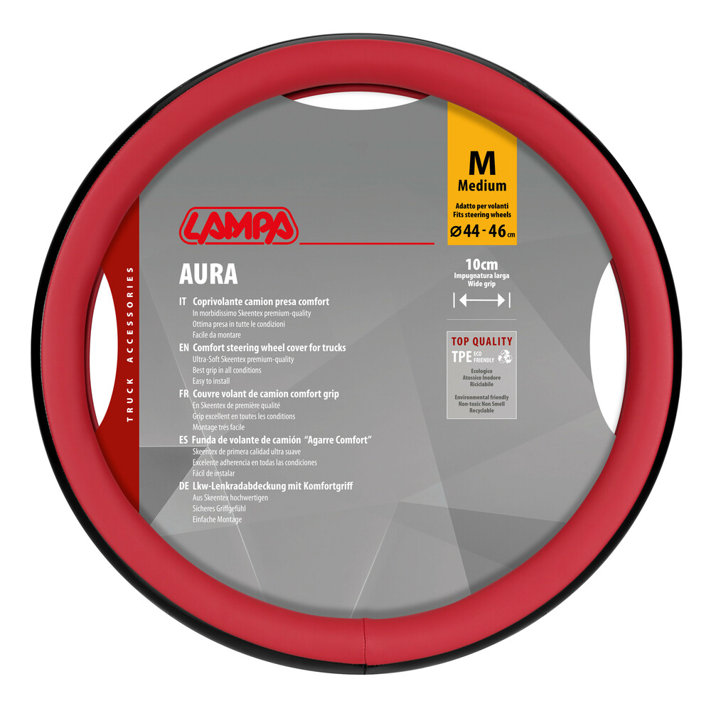 Βλησαρούλης Car Center - Lampa - Κάλυμμα Τιμονιού Φορτηγού Aura Skeentex Κόκκινο Μέγεθος M ?44–46cm Ultra-Soft, Αντιολισθητικό, Φάρδος 10cm - 1 τεμ. (L9707.9)