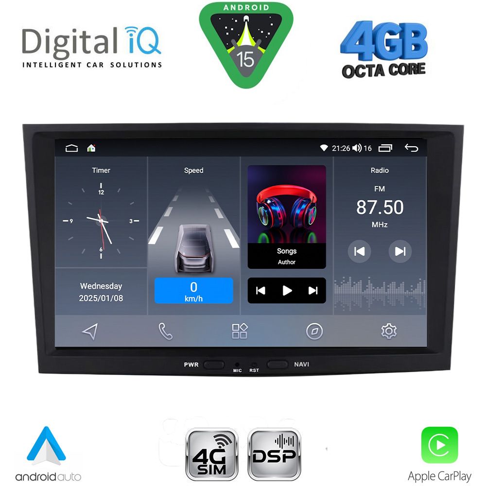Βλησαρούλης Car Center - DIGITAL IQ BLG 418BL_CPA (8" DECK) MULTIMEDIA SYSTEM for OPEL ALL mod. 2004-2014 (BLACK)