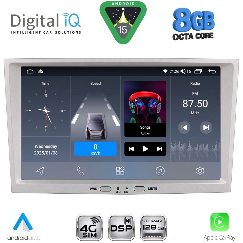 Βλησαρούλης Car Center - DIGITAL IQ BLM 718SL_CPA (8" DECK) MULTIMEDIA SYSTEM for OPEL ALL mod. 2004-2014 (SILVER)