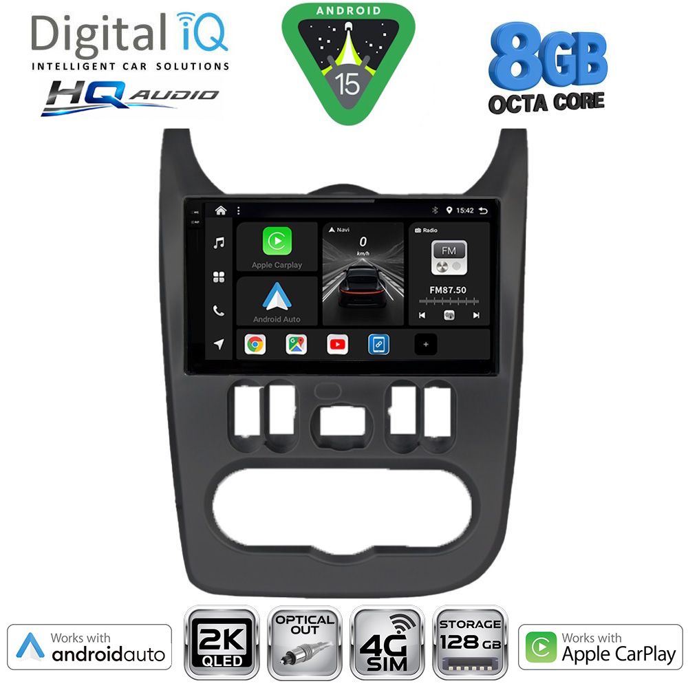Βλησαρούλης Car Center - DIGITAL IQ BXK 20101BL_CPAA (9inc) MULTIMEDIA TABLET for DACIA DUSTER – LOGAN – SANDERO mod. 2006-2012 (BLACK)