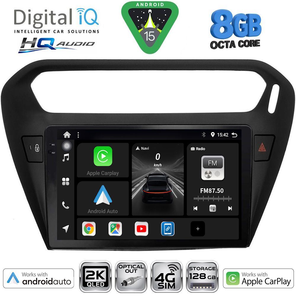 Βλησαρούλης Car Center - DIGITAL IQ BXK 20511BL_CPAA (9inc) MULTIMEDIA TABLET for CITROEN ELYSEE – PEUGEOT 301 mod. 2013-2026 (BLACK)