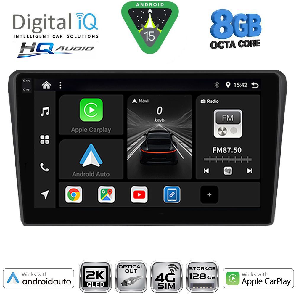 Βλησαρούλης Car Center - DIGITAL IQ BXK 20704BL_CPAA (9inc) MULTIMEDIA TABLET for TOYOTA AVENSIS (T25) mod. 2003-2009 (BLACK)
